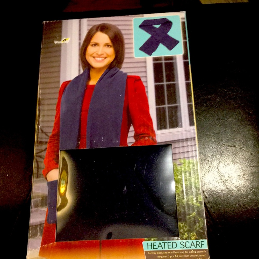 Heated scarf -blue. 66.92X 6.29 Wide